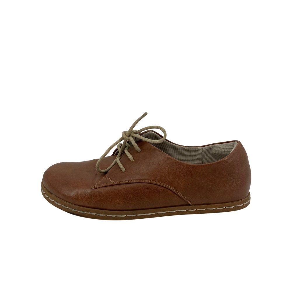Benassal Oxford Shoes Women Size 8 Brown Excellent Lace Up Leather Flat